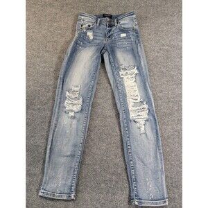Judy Blue Jeans Womens 0/24 Mid Rise Skinny Stretch Denim Blue Made In USA